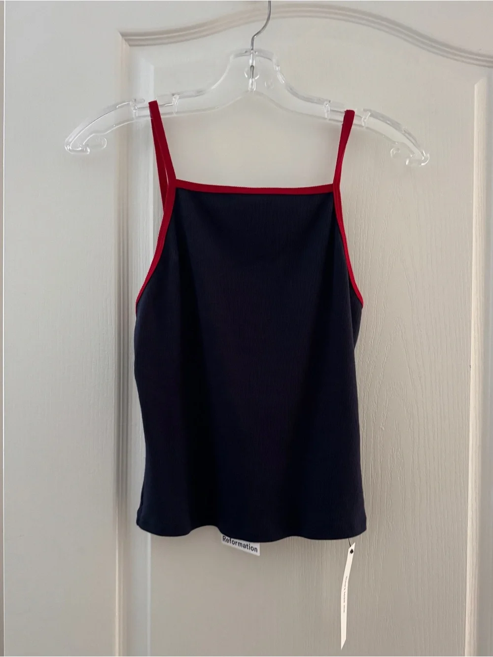 Reformation Ribbed tank dark blue navy red low back new nwt - Picture 2 of 7